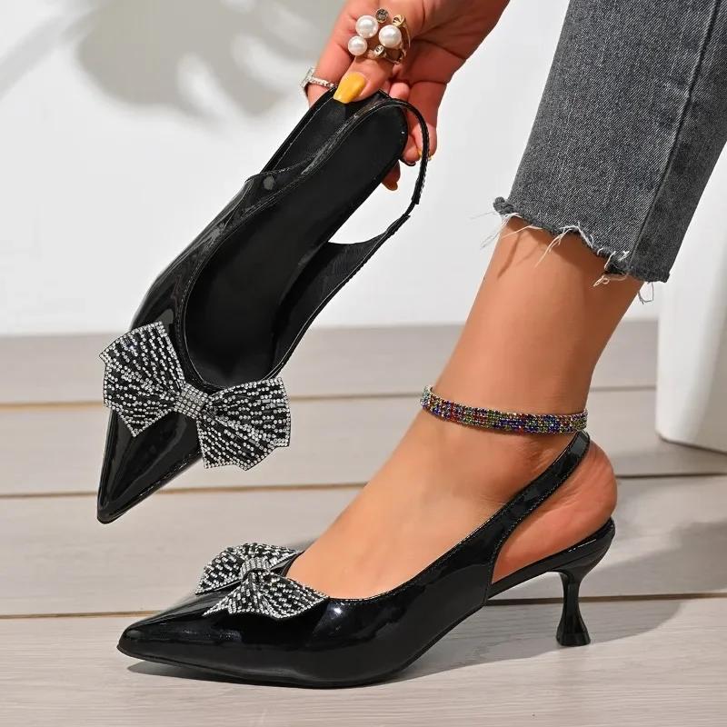 Women's High Heels 2025 Fashion Crystal Butterfly-knot Office and Career Best Seller Plus Size Closed Toe Sandals Heels Women