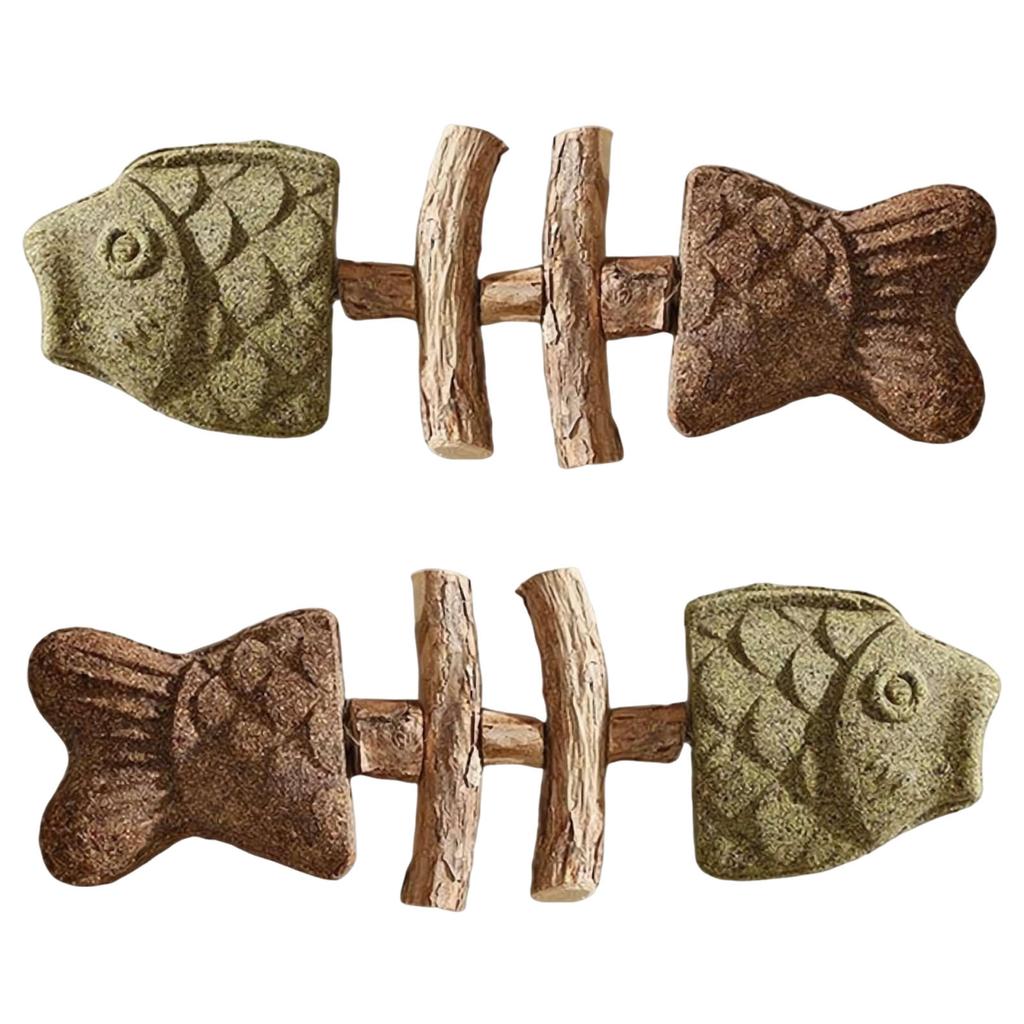 Creative Fish Bone Cat Toy Wooden Teeth Cleaning Stick Feline Tooth Care Tool for Dental Care Feline Toothbrush Alternative
