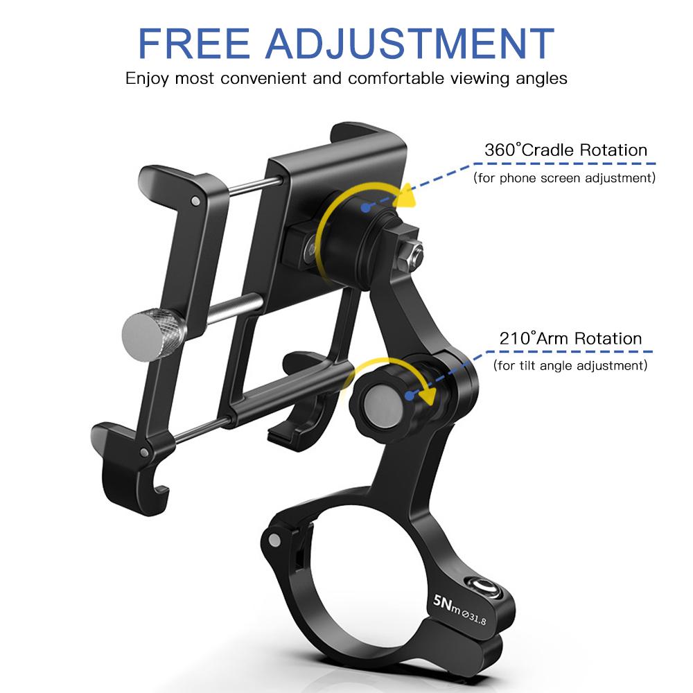 Aluminum Bike Phone Holder 360 Degree Rotating Adjustable Anti Slip Cycle   Bicycle Handlebar Phone Mount Holder Stand