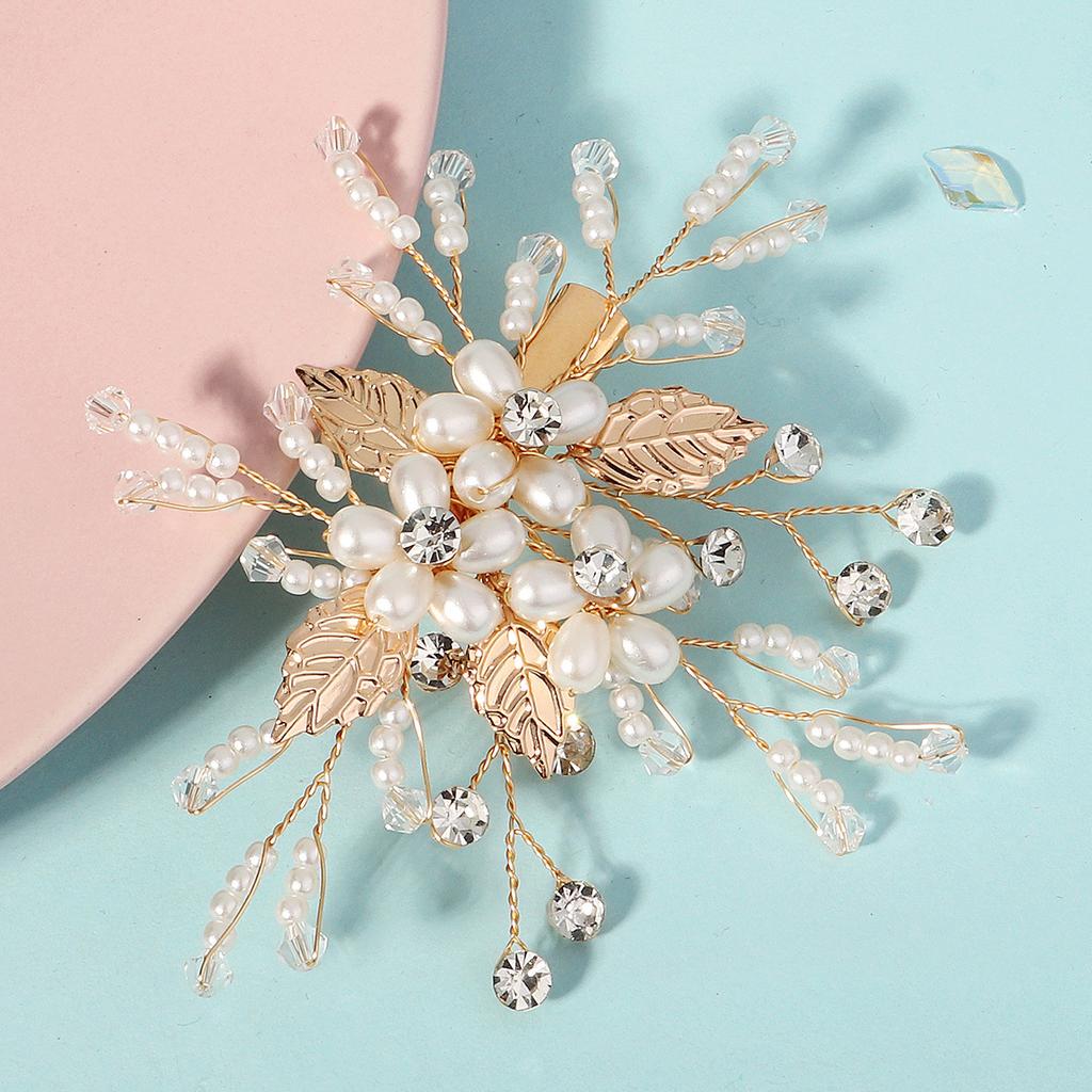 New Handmade Pearl Flower Hairpin Retro All-match Bridal Hairstyle Headdress High-end Hair Accessories Side Clip