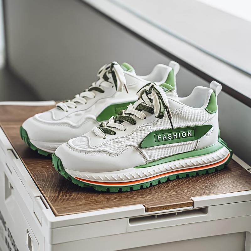 

Новые модные мужские туфли Four Seasons Low Top, удобные дышащие повседневные кроссовки 44 зелёный/белый