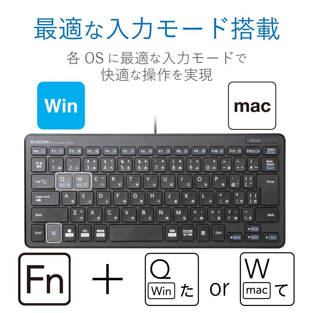 Elecom Keyboard Wired Pantograph Mini Keyboard Black TK-FCP096BK