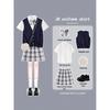 Women's Petite Summer Academy Style Shirt Dress Set - Short Sleeve Shirt & Pleated Skirt Student Uniform