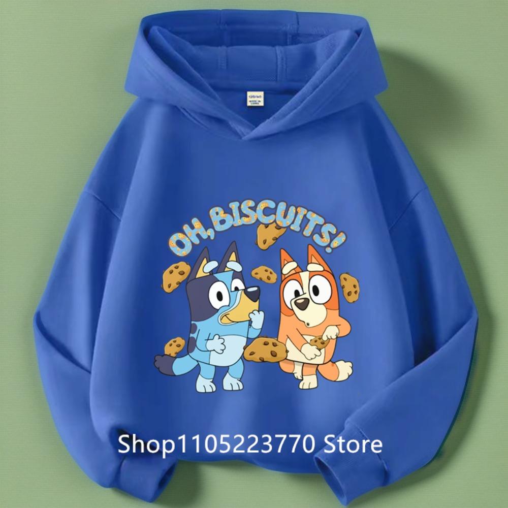 Sudadera con capucha azul de Bluey para niña, Otoño Invierno, Cálida, Suave, Jersey, Cómoda, Prenda superior diaria para niños