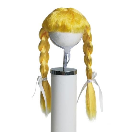 Pet Cosplay Wig Cute Dogs Double Braids with Bows Adjustable Elastic Band Cat Hairpiece for Halloween Christmas Parties Photos