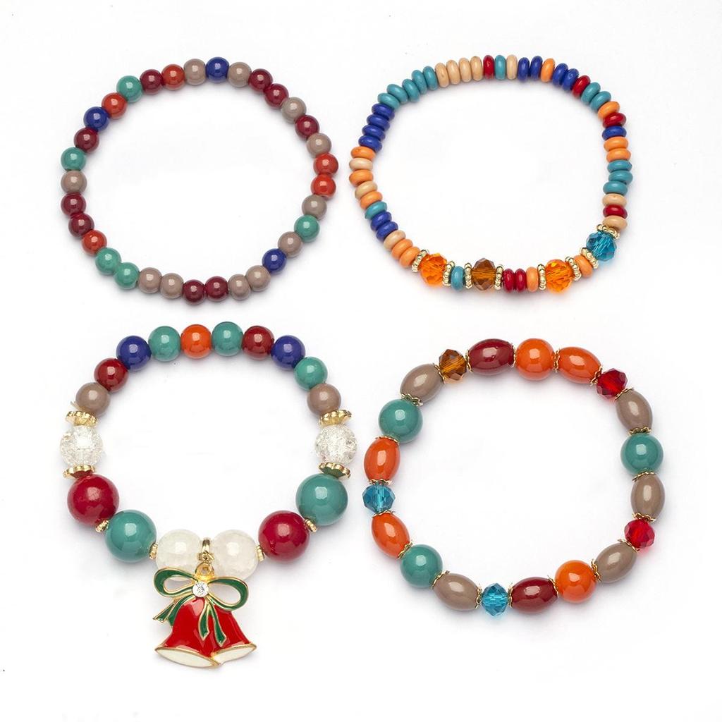Pulseira Boêmia de Natal Multicamadas com Contas de Cristal para Mulheres