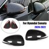 For Hyundai Sonata DN8 Rearview Side Mirror Cover Wing Cap Exterior Door Rear View Case Trim Carbon Fiber Look