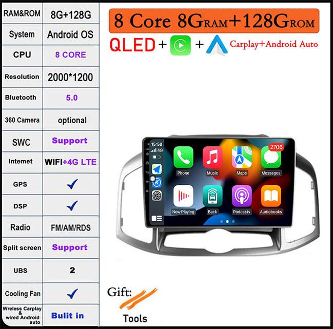 9" For Chevrolet Captiva 1 2011 -2016 Android 14 Car Radio Multimedia Auto Video Player Stereo Carplay GPS Navigation DSP