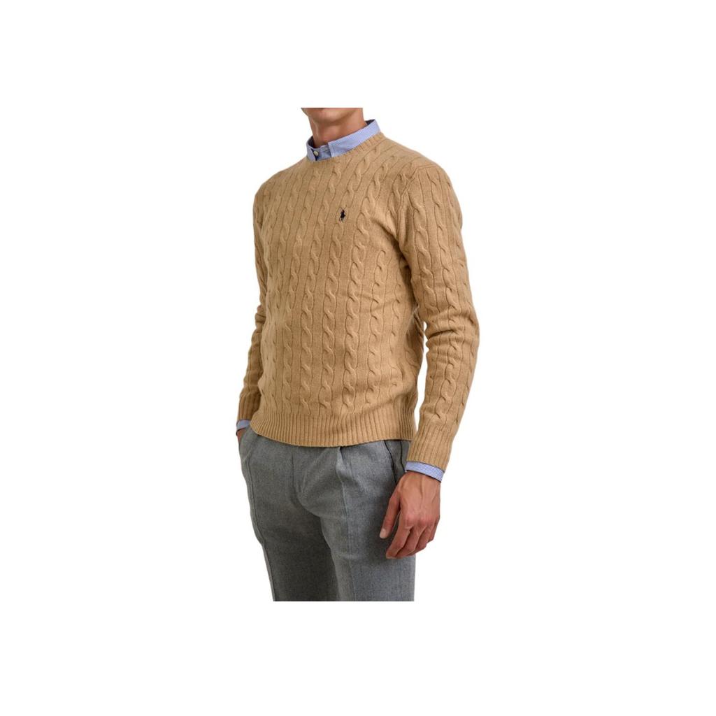 Polo Ralph Lauren Solid Color Long Sleeve Small Pony Embroidered Cable Knit Sweater Men Sweater Brown 710876762009