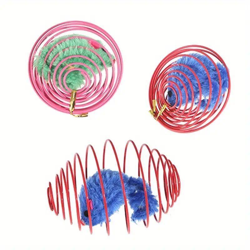 Cat Toy Balls Funny Stretchable Kitten Springs Toys Interactive Caged Rats Rolling Cat Balls Random Color Cat Accessories Pet