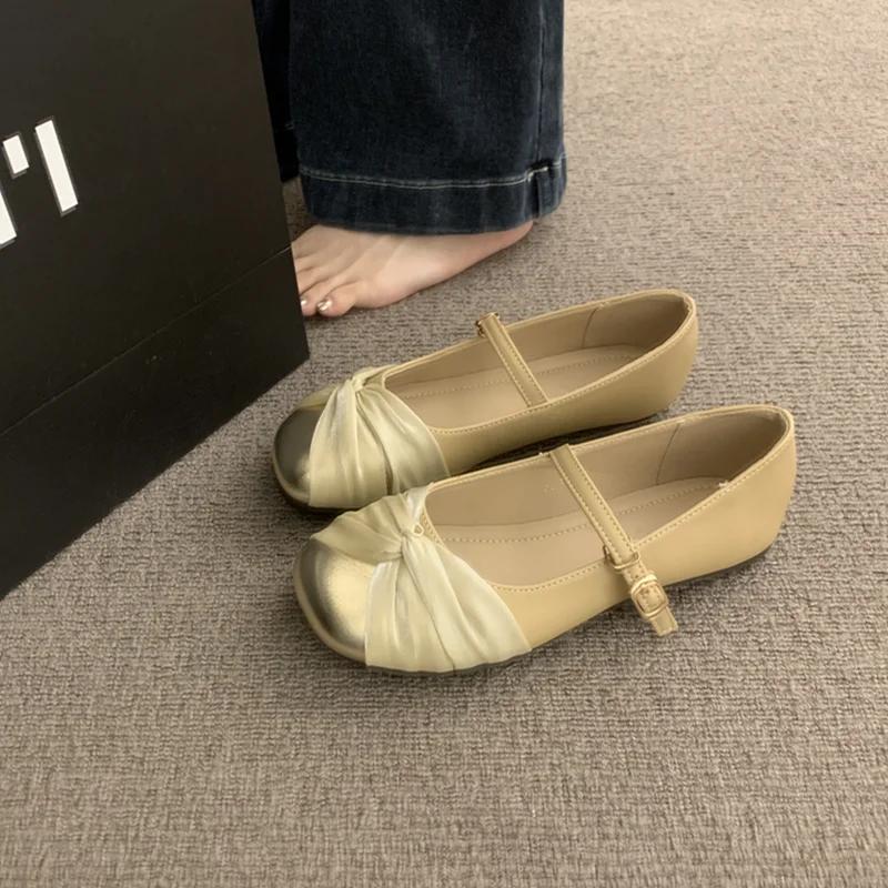 Fashion Slip-on Women's Flat Shoes Round Toe Low Heel Elegant Ladies Footwear Casual Stylish Harajuku A Line Luxury Chic Cheap Premium