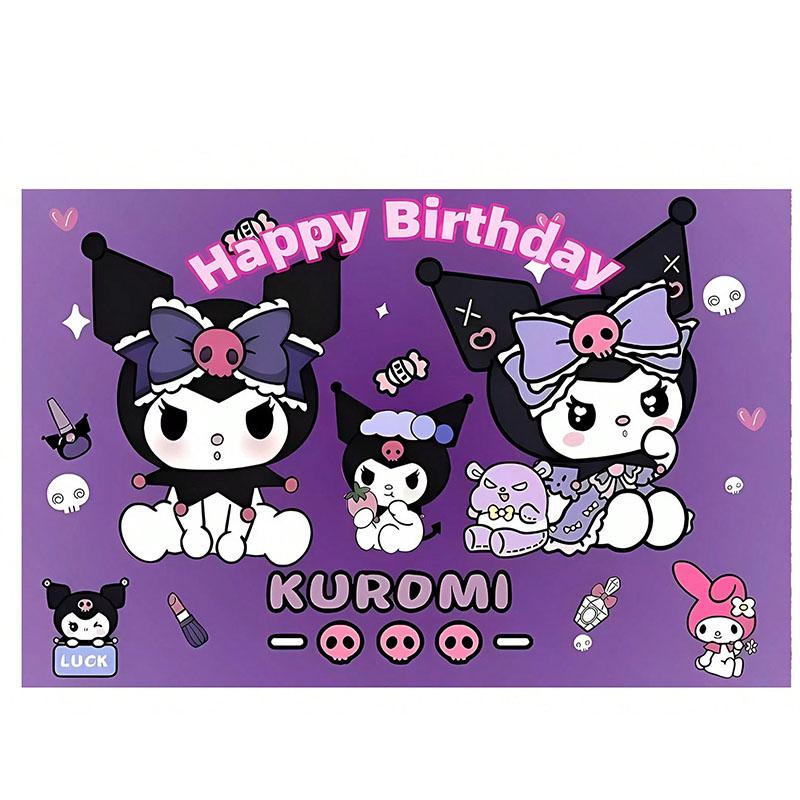 Sanrio Kuromi Birthday Party Decoration Background Banner Girl Dormitory Room Decoration Wallpaper Bedroom Home Decoration