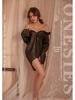 Chiffon Off-Shoulder Suspender Lingerie Dress with See-Through Top (Black/White) A322