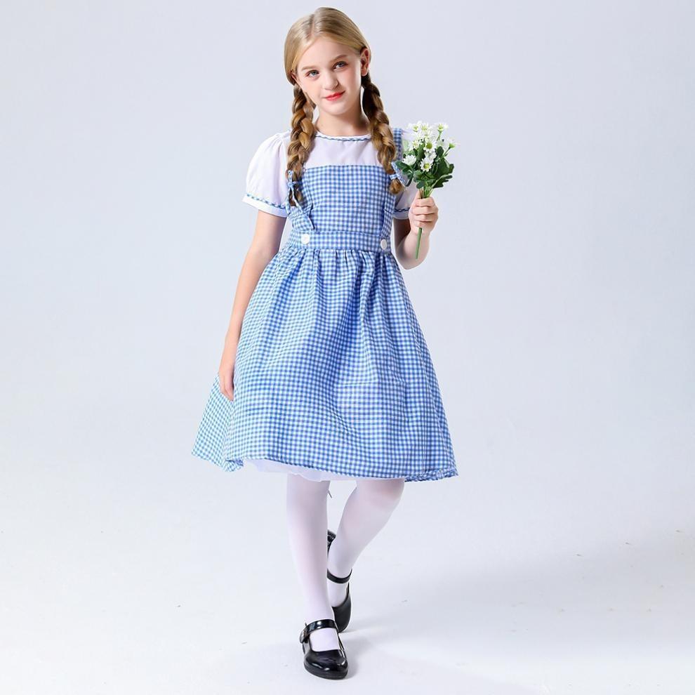 Of Wizard The Oz Dorothy Gale Blue Checkered Roleplay Dress Costumes Halloween