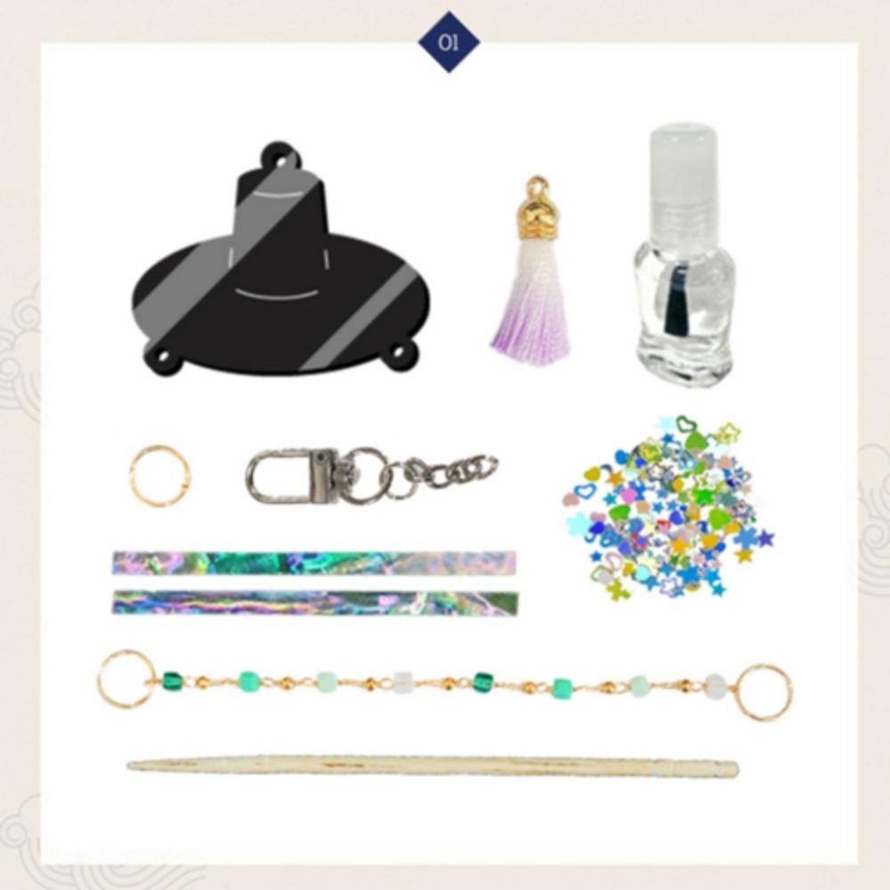 Korea Gat Kit/Make Your Own Traditional Mother of Pearl Keyring Craft Kit-Traditional Najeon Chilgi