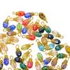 50pcs Colorful Faceted Crystal Drop Glass Filigree Flower Cap Dangle Charms