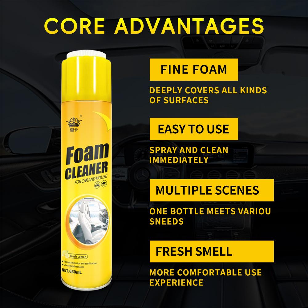 650ml Foam Cleaner Multi-purpose Cleaner Suitable for Car Interior Cleaning RV Interior Cleaning Kitchen Stain Cleaner with Attached Brush