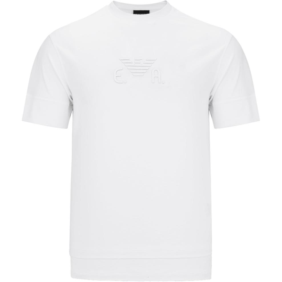Emporio Armani Eagle Logo Knitted Crew Neck Short Sleeve T-Shirt Men Tops White 3K1TF6-1JUVZ-0159 M