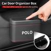 Car Push-Button Style Square Leather Multi Functional Organizer Box Trash Can For VW Polo CC Bora Golf Lavida Lamando Magotan QN9