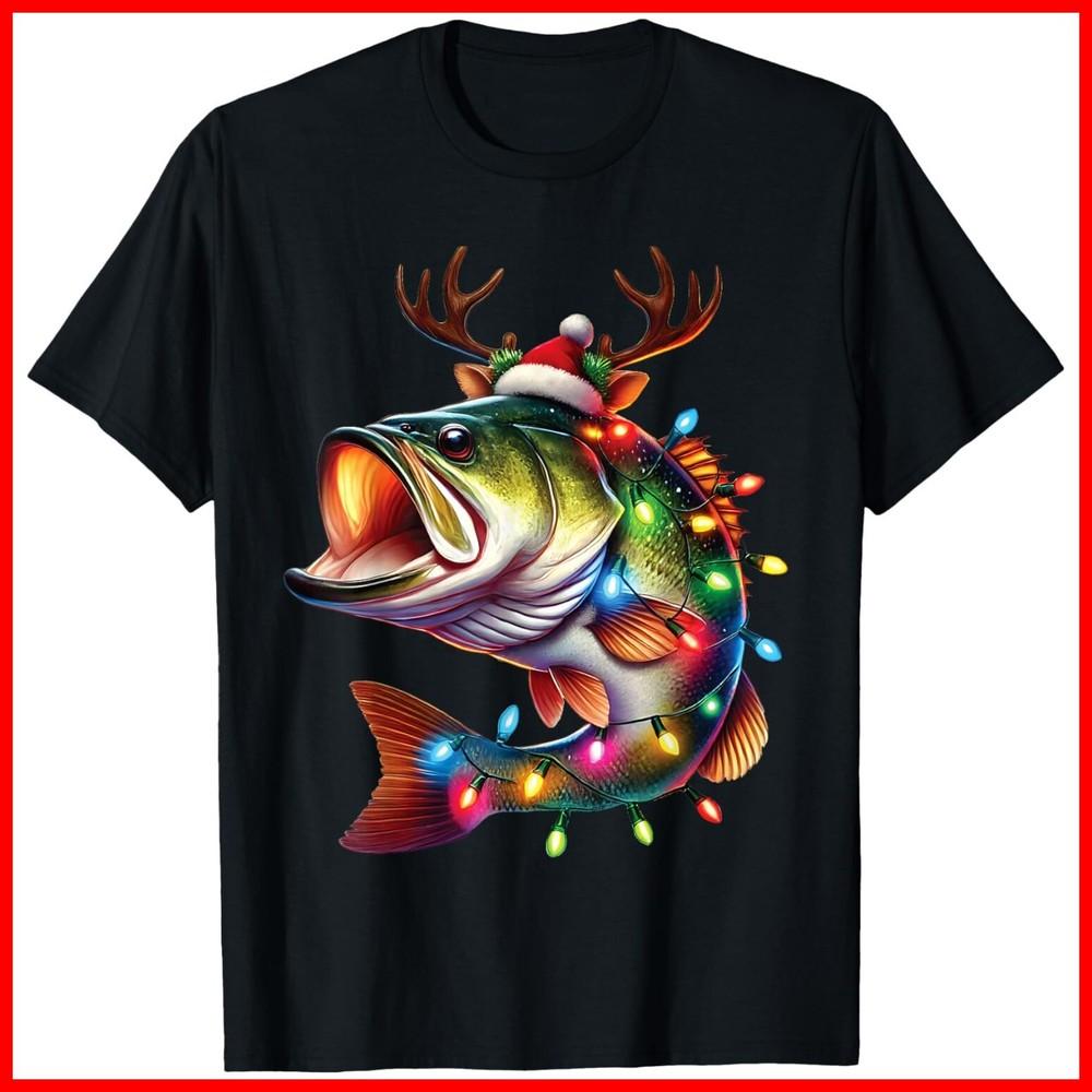 Merry Fishmas Santa Fishing Lovers Fisherman Christmas Black Cotton T-Shirt Unisex T-Shirt XXXXL