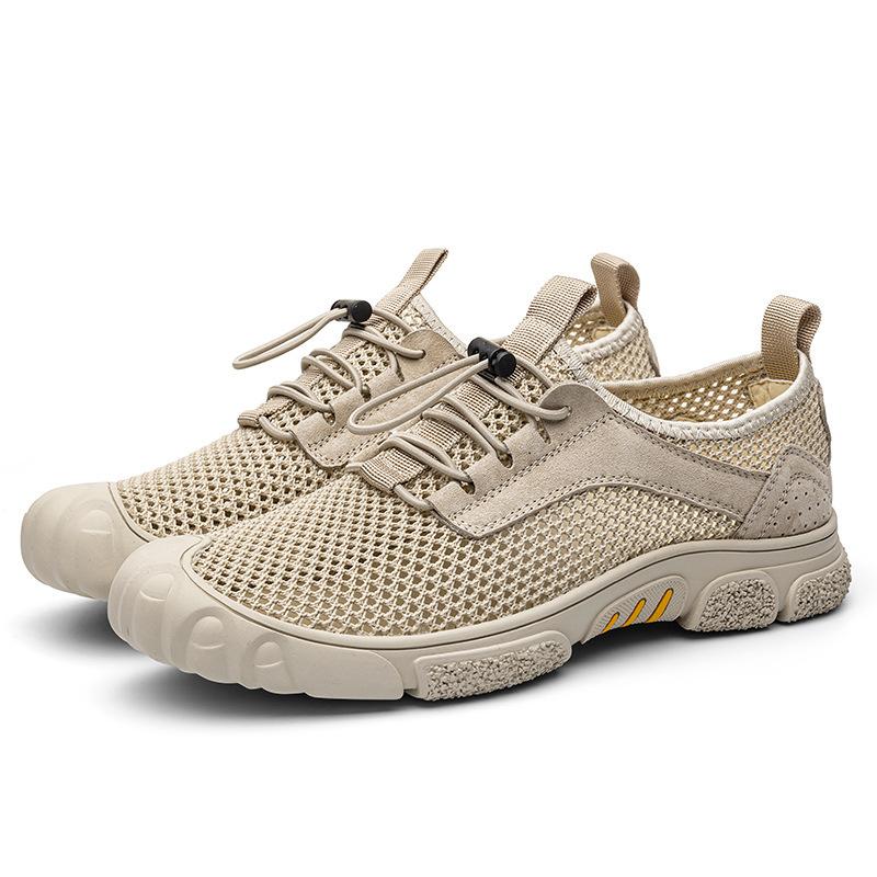 Men's shoes summer outdoor hiking off-road sports shoes fly-woven shoes low-top hollow ventilation hole mesh running shoes