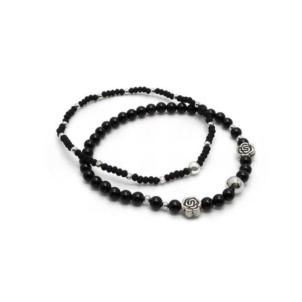 Onyx and Beads 2-Piece Slim Bracelet Bz473