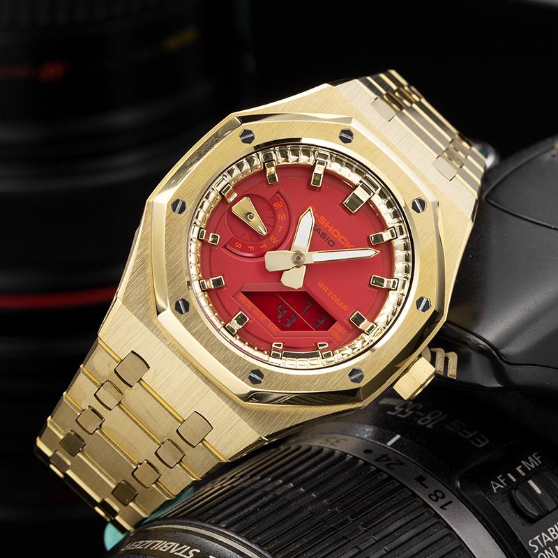 Casio Unisex Liquid Crystal/Analog Dual Display Series 44.5mm Red Watch GA-2100-4A(Team788--2)