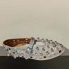 Fashion Luxury Black Pearl Round Head Buckle Ballet Sandals Summer Autumn Metal Hollow Commuting Casual Mary Jane Single Shoe Size 45