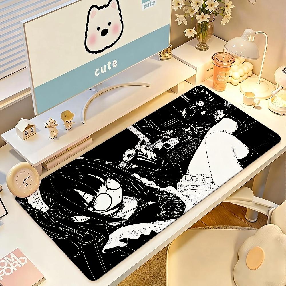 Anime Monokuro Girl Mouse Pad Large Nonslip Gaming Desk Mat Laptop Keyboard Tray Office Pc Hd Print Gamer Black