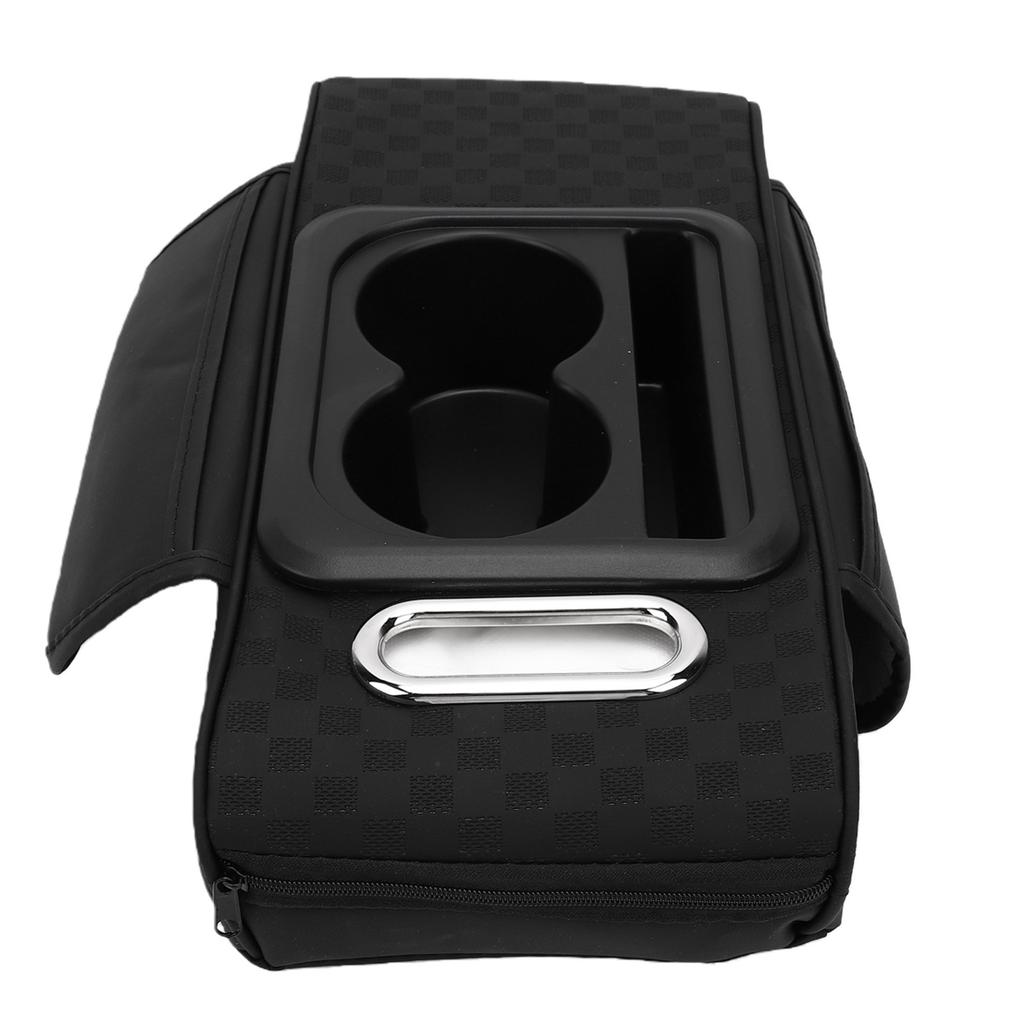 Car Center Console Armrest Cushion with Storage Pockets Cup Holder and Tissue Box Holder Multifunctional Center Console