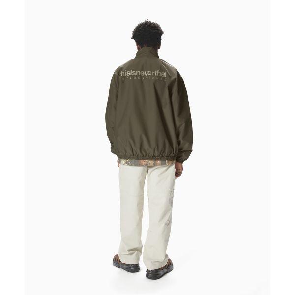 Thisisneverthat SS25 Zipper Stand Collar Letter Print Elastic Hem Double Pocket Solid Color Casual Loose Jacket Unisex jackets Olive TN250WOWLS01OLV