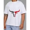 Weißes T-Shirt mit Stierkopf-Grafikdesign für Freizeitkleidung