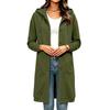 Women's Color Long Sleeve Hoodie Sweatshirt with Buttons and Drawstring - Loose Fit Mid-Length