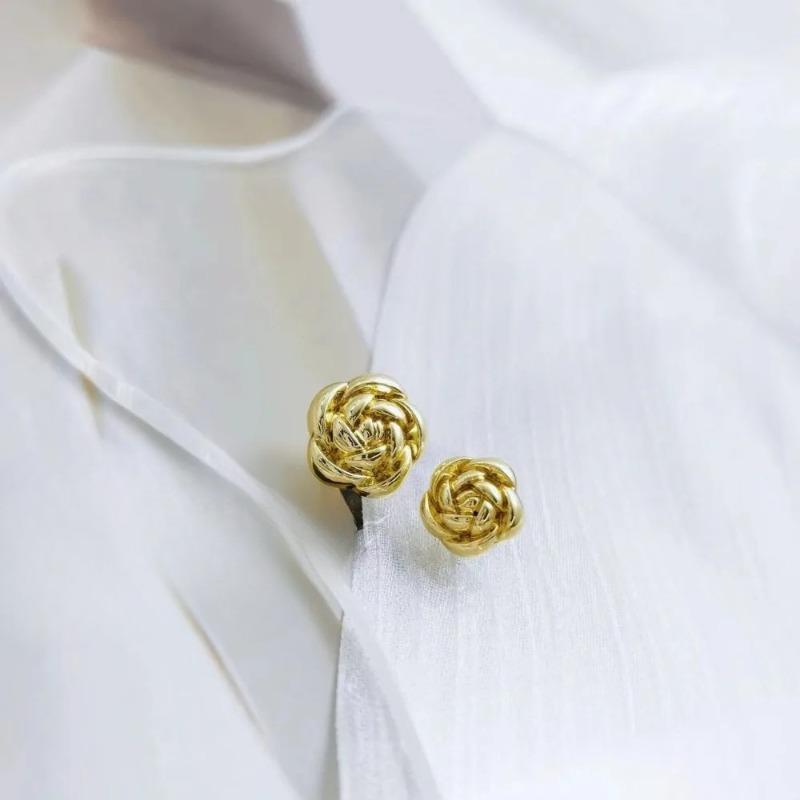 10pcs Small Metal Flower Buttons 10mm/12.5mm Gold Color Rose Shank Buttons Women's Clothing Accessories