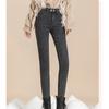2022 Winter Korean Stytle Thick Pants Streetwear Trousers Fashion Warm Skinny Jeans for Women Female High Waist Slim Trousers