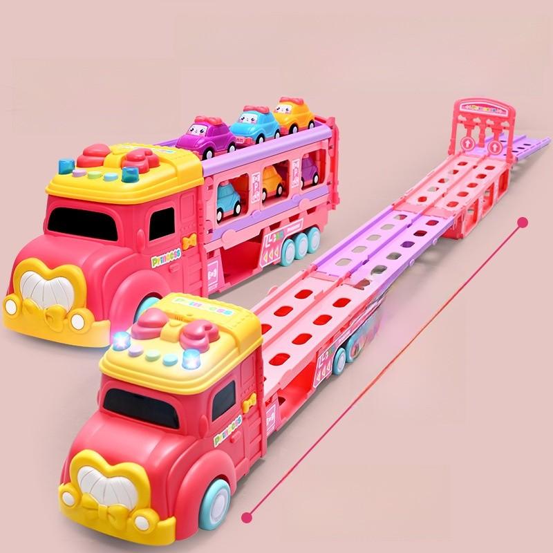 Childrens Multifuntional Inertia Princess Car Toy With Foldable Track For Handeye Coordination