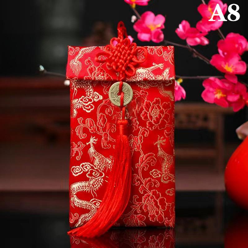 Chinesischer Knoten Roter Umschlag Geschenktüte Jahr Rote Umschläge Traditionelle Hochzeit Glückstasche Quastentaschen für Hochzeit Frühlingsfest