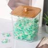 Wäscheperlen Aufbewahrungsbox mit Bambusdeckel Große Öffnung Acrylbehälter Waschpulverperlen Feuchtigkeitsgeschützter Organizer