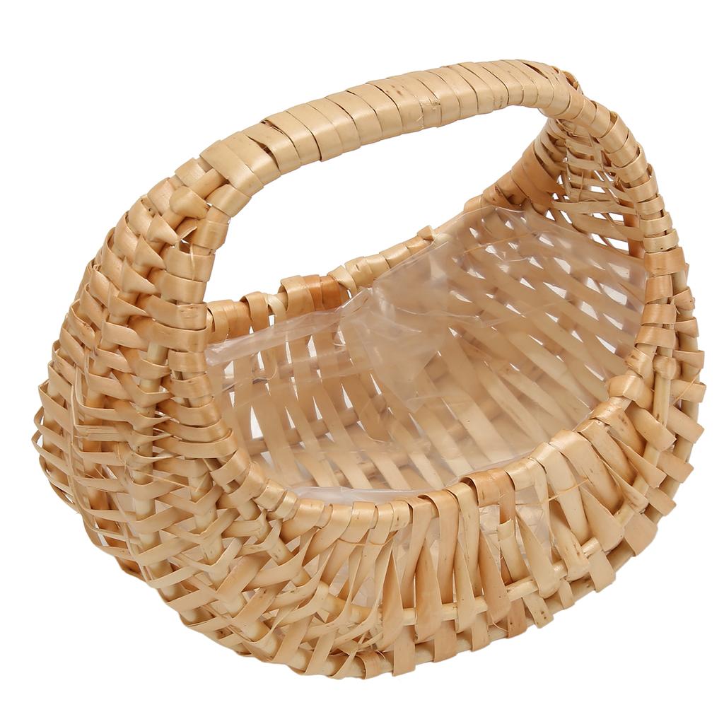 Woven Flower Hand Basket Rattan Woven Handheld Flower Arrangement Basket for Wedding Birthday Party