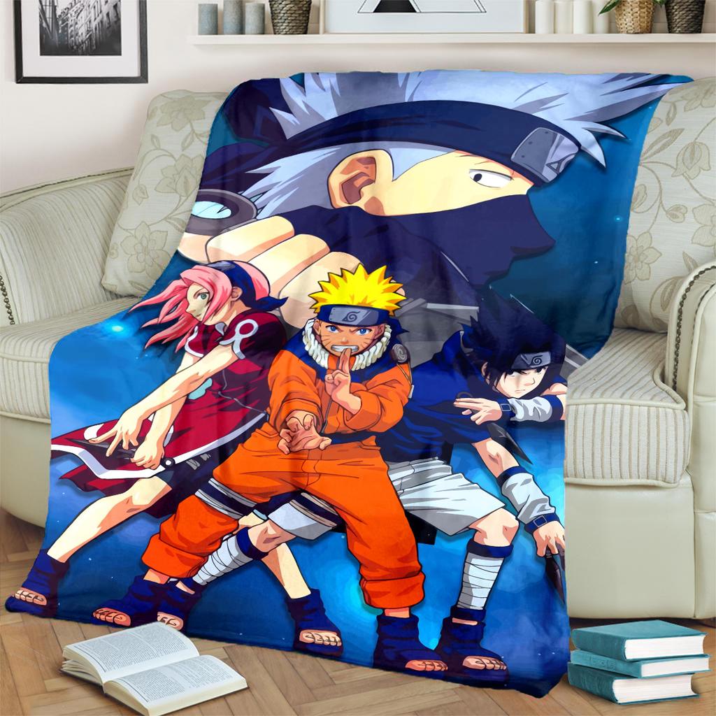 Anime-Naruto Print Blanket Warm Comfortable Flannel Blanket for Bedrooms, Sofas, Beds, Chairs, Picnics, Travel -LXR57