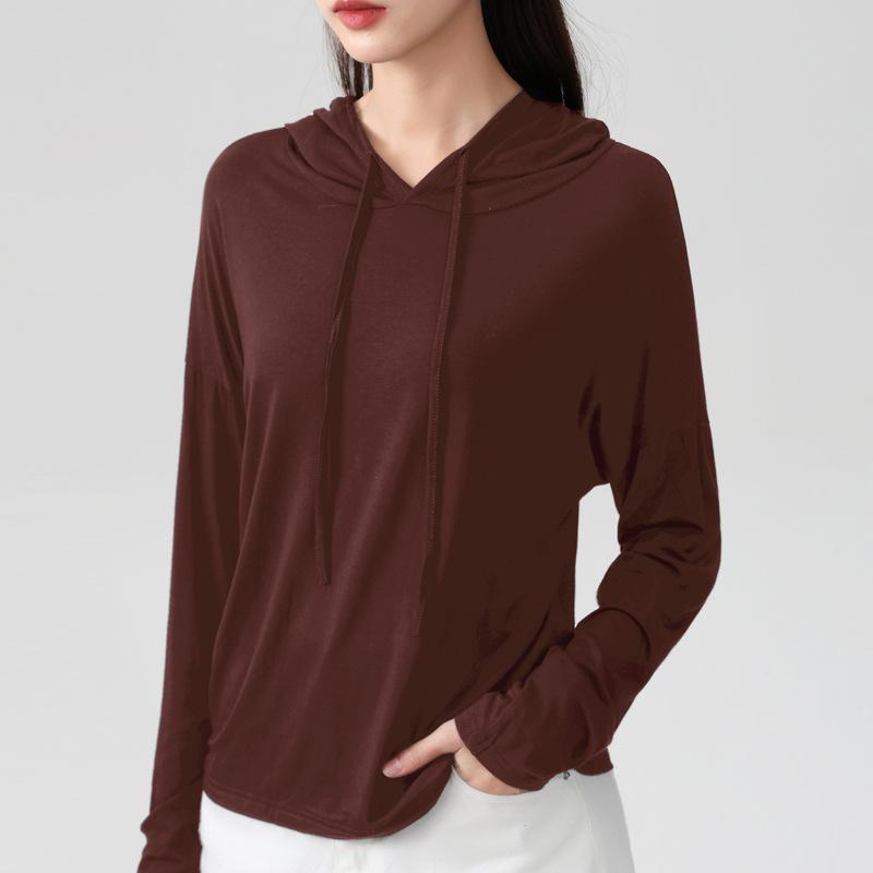 

Свободный свитер с капюшоном, женские модели на весну и осень, новая женская одежда, простая модная однотонная футболка с длинными рукавами и завязками на шнурке 2XL