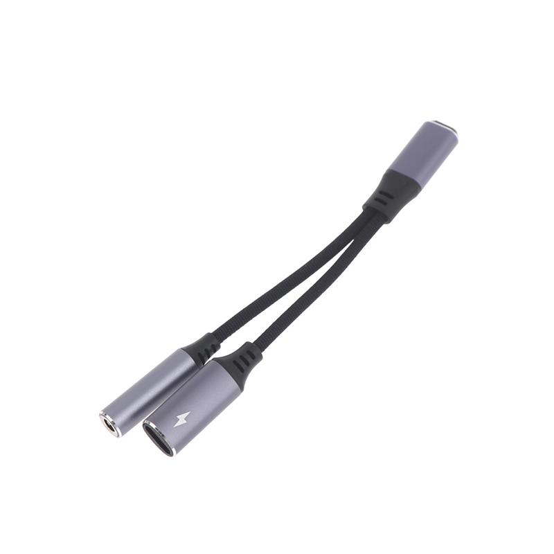2 In 1 Usb C To 3.5Mm Headphone And Charger Adapter Pd 60W Quick Charging Cable Aux Jack Adapter For Mobile Phone Pad