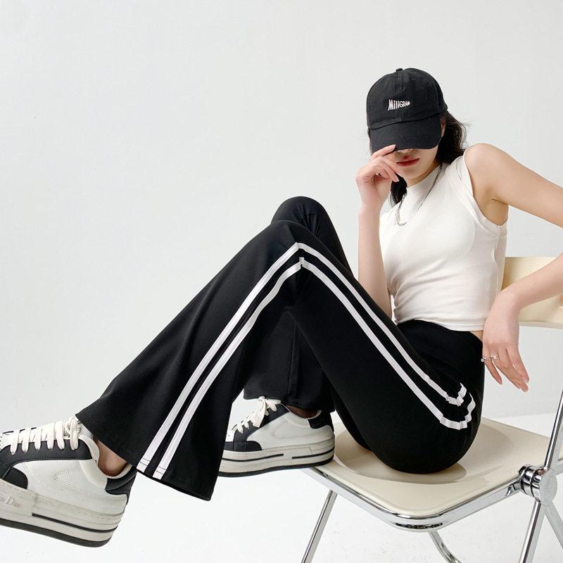 Black High-Waisted Flare Shark Pants - Women's Spring/Autumn Yoga & Fitness Hip-Lifting Tummy-Control Outerwear