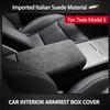 For Tesla Model 3 Highland 2024 Italian Premium Suede Car Interior Center Console Armrest Box Lid Panel Protective Cover