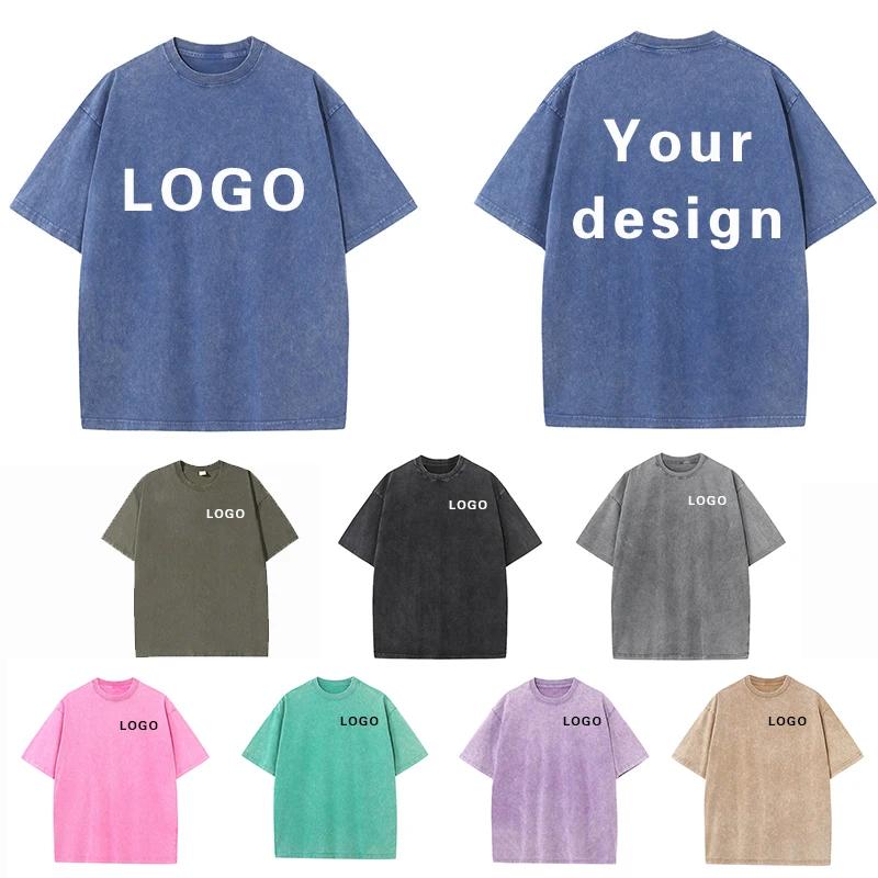 

Summer 230g Retro Heavyweight Pure Cotton Round Neck T-shirt Custom Washed Loose Short Sleeved Oversize Men Top S разноцветный