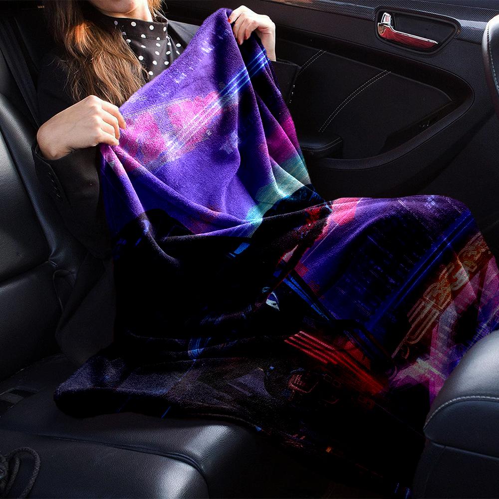 Cyberpunk Future Cityscape Blanket Soft Throw Blanket For Home Bedroom Bed Sofa Travel Office Solid Christmas Blanket