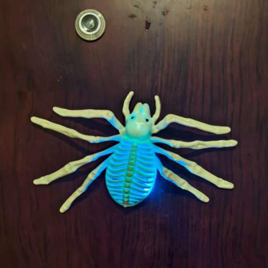 Halloween Glowing Light Realistic Skeleton Spider Shape Ornament with LED Light Portable Lightweight Halloween Decoration