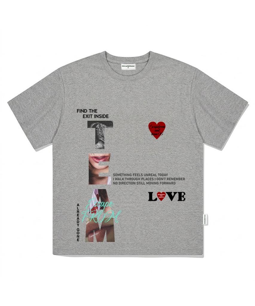 ESCAPEFROM Exit Inside Print Oversized Short Sleeve T-Shirt White