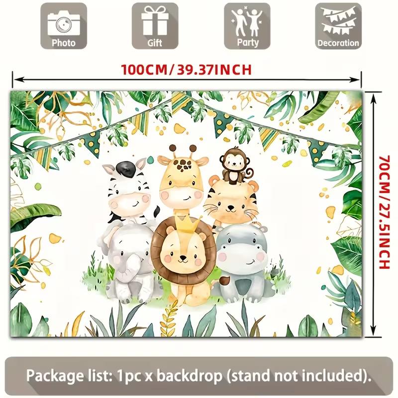 2D Baby Shower Jungle Lion & Zebra Animals Photo Booth Banner