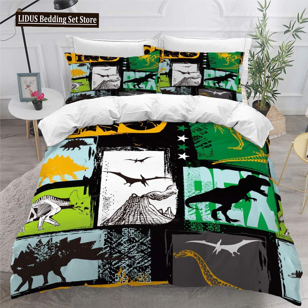 3D Dinosaur Duvet Cover Set Queen Size For Boys Dinosaur Bedding Set T-Rex Dinosaur Comforter Cover Bed Set Home Decor For Teens